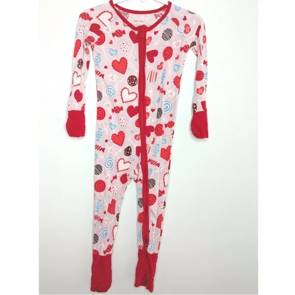Little Sleepies 12-18 months Gray Sweet Valentine Hearts Bamboo Zippy VGUC - Picture 2 of 9